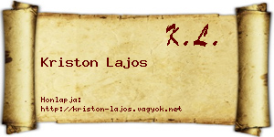 Kriston Lajos névjegykártya